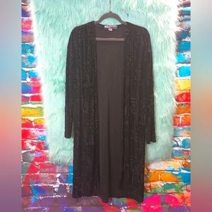 Ruff Hewn Grey Black Semi Sheer Open Front Cardigan Size S